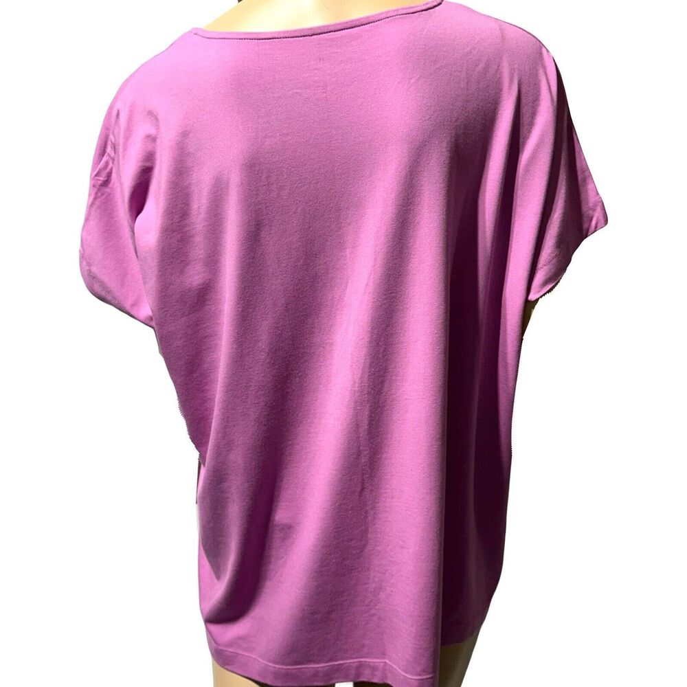 J.Jill Luxe Supima Easy Tee Size XL Womens Top Pink Petunia Boxy V-Neck NWT - Picture 4 of 9
